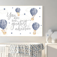 Hot air balloon nursery, Nursery decor navy blue, you are our greatest adventure, nursery decor boy, animal nursery, woodland animals