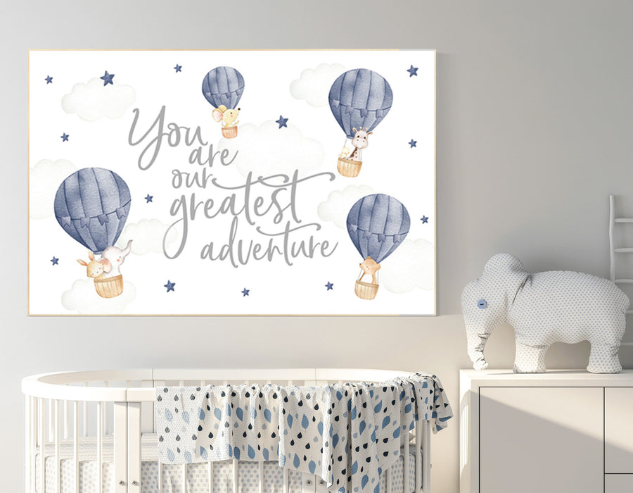 Hot air balloon nursery, Nursery decor navy blue, you are our greatest adventure, nursery decor boy, animal nursery, woodland animals