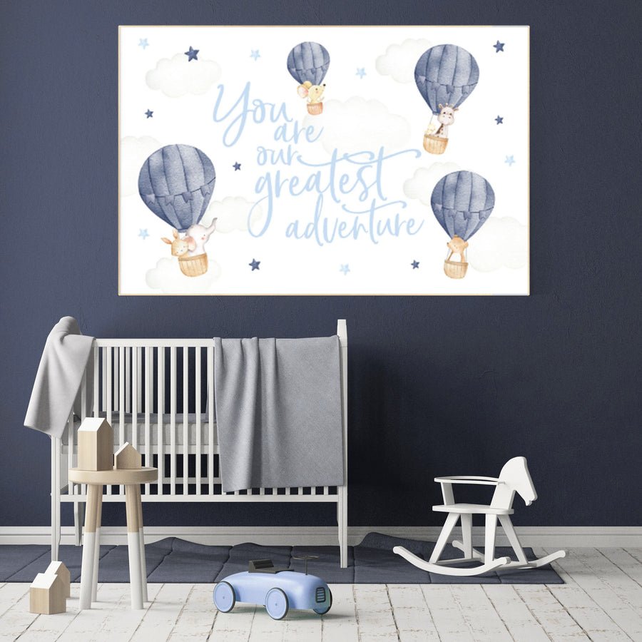 Hot air balloon nursery, Nursery decor navy blue, you are our greatest adventure, nursery decor boy, animal nursery, woodland animals