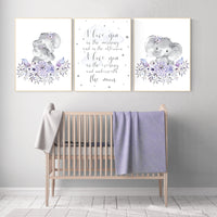 Purple nursery, Boho baby room, nursery wall art elephant, nursery decor girl, nursery decor girl floral, lilac nursery decor, lavender