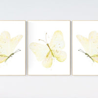 Nursery decor girl butterfly, nursery decor yellow, nursery decor girl yellow, Butterfly Nursery Art, Girl Nursery Art, Butterfly Wall Art