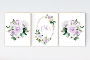 Nursery decor girl flower, Nursery decor girl lavender, nursery decor girl floral, purple, lilac nursery, nursery decor girl name, boho