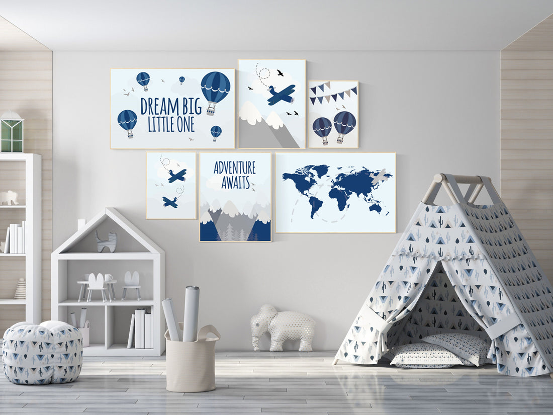 Adventure nursery decor, nursery decor boy adventure, nursery decor boy plane, world map nursery, adventure awaits, travel theme nursery
