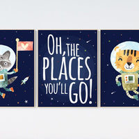 Nursery decor animals, Space nursery decor, Space themed nursery, outer space, boys room wall art, baby boy, animal space nursery wall art