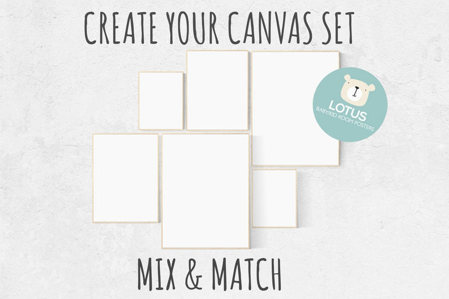 Create your own CANVAS set, Mix and match! Custom nursery decor, canvas, set of 6 canvases, nursery decor girl nursery decor boy, large