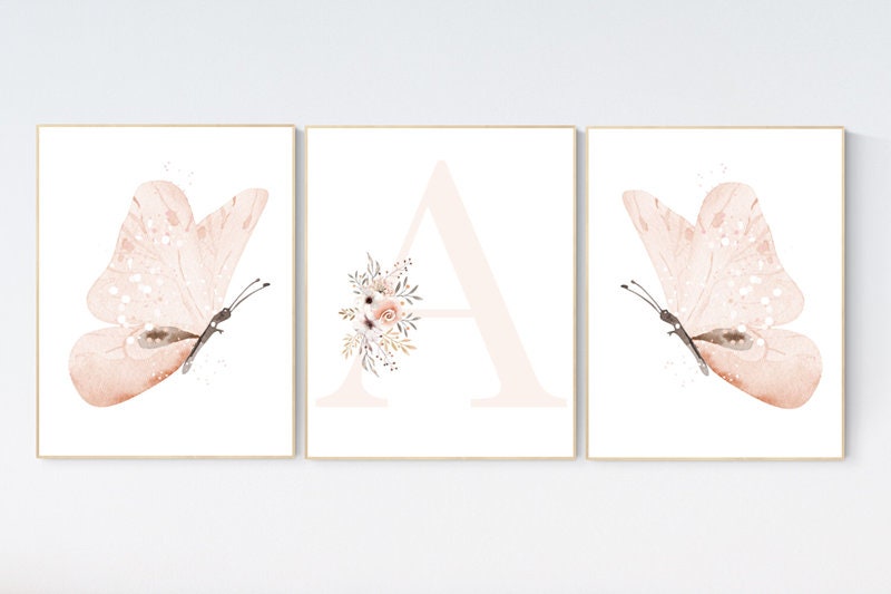 Nursery decor girl butterflies, peach nursery, Butterfly Nursery Art, Girl Nursery Art, Butterfly Nursery Decor for Baby Girl, floral