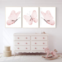 Butterfly Nursery Art: Light Pink Watercolor Prints
