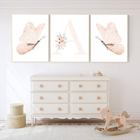 Nursery decor girl butterflies, peach nursery, Butterfly Nursery Art, Girl Nursery Art, Butterfly Nursery Decor for Baby Girl, floral