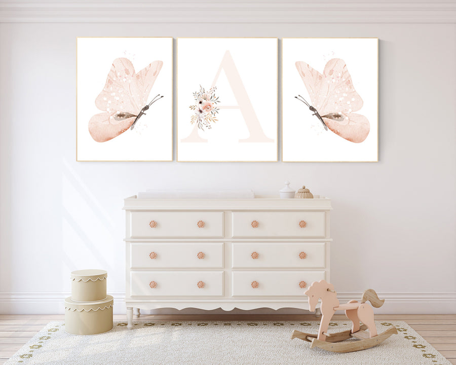 Nursery decor girl butterflies, peach nursery, Butterfly Nursery Art, Girl Nursery Art, Butterfly Nursery Decor for Baby Girl, floral