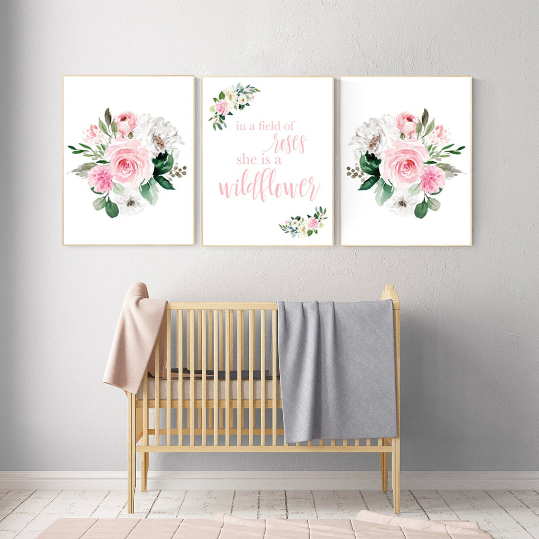 Nursery decor girl floral, nursery decor flower, nursery decor girl pink, flower nursery, In a field of roses she is a wildflower, elegant