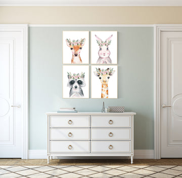 Nursery decor girl woodland, nursery decor animals, nursery decor boy woodland, baby room decor animals, nursery decor girl flower