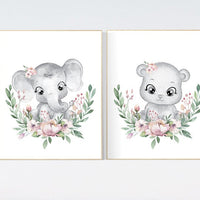 Nursery decor girl butterflies, boho nursery, elephant nursery wall art, bear, nursery decor girl floral, animal prints, flower nursery