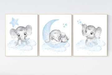 Nursery decor elephant, Nursery decor boy, nursery wall art elephant, baby room decor boy, Elephant Nursery Art, Baby Boy Nursery Art