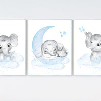 Nursery decor elephant, Nursery decor boy, nursery wall art elephant, baby room decor boy, Elephant Nursery Art, Baby Boy Nursery Art