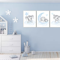Nursery decor elephant, Nursery decor boy, nursery wall art elephant, baby room decor boy, Elephant Nursery Art, Baby Boy Nursery Art