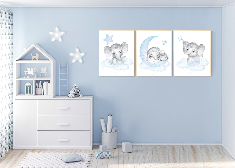 Nursery decor elephant, Nursery decor boy, nursery wall art elephant, baby room decor boy, Elephant Nursery Art, Baby Boy Nursery Art