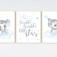 Nursery decor boy elephant, nursery wall art elephant, baby room decor boy, blue and gray, Elephant Nursery Art, blue grey, animal nursery