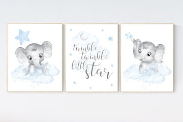 Nursery decor boy elephant, nursery wall art elephant, baby room decor boy, blue and gray, Elephant Nursery Art, blue grey, animal nursery