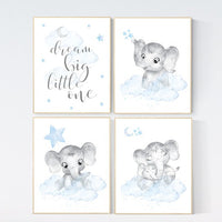 Elephant nursery, Nursery decor boy, nursery art, twinkle twinkle little star, blue nursery decor, blue grey, animal prints, elephants