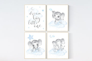 Elephant nursery, Nursery decor boy, nursery art, twinkle twinkle little star, blue nursery decor, blue grey, animal prints, elephants