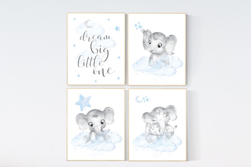 Elephant nursery, Nursery decor boy, nursery art, twinkle twinkle little star, blue nursery decor, blue grey, animal prints, elephants