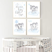 Elephant nursery, Nursery decor boy, nursery art, twinkle twinkle little star, blue nursery decor, blue grey, animal prints, elephants