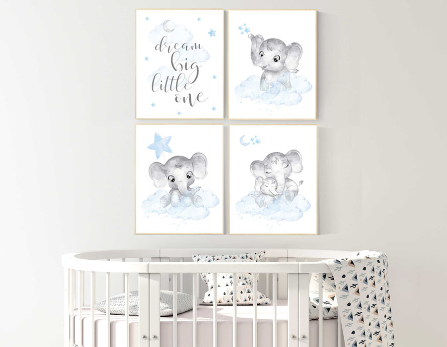Elephant nursery, Nursery decor boy, nursery art, twinkle twinkle little star, blue nursery decor, blue grey, animal prints, elephants