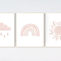 Nursery prints rainbow, blush pink Nursery decor girl, nursery wall art, moon, star, cloud, nursery wall art, blush, rainbow prints