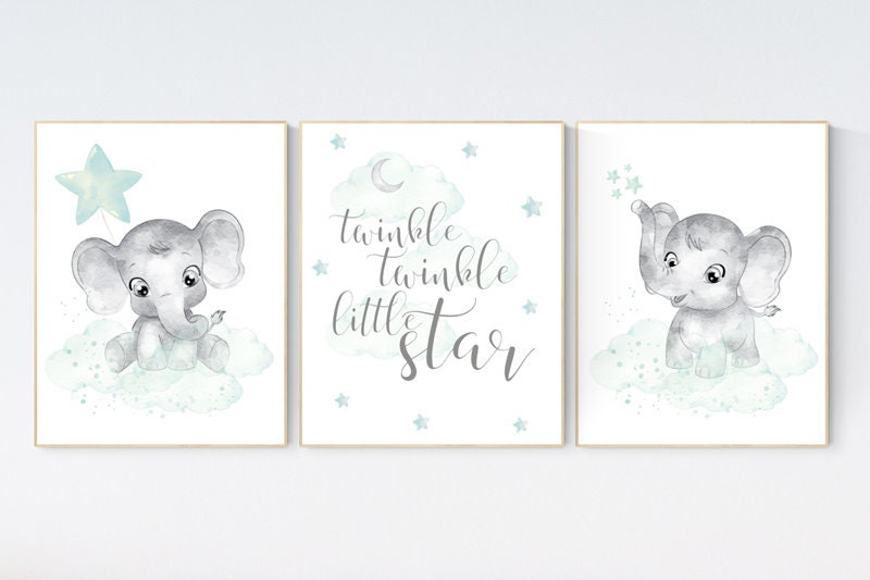 Mint and grey nursery, Elephant themed baby room, nursery pictures, baby room pictures, gender neutral, mint green, baby room ideas