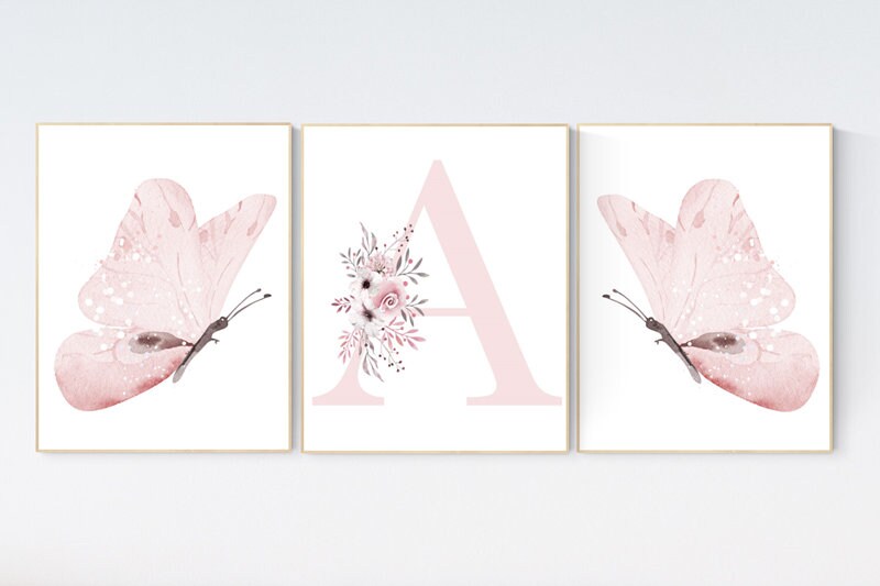 Nursery decor girl butterflies, Butterfly Nursery Art, Girl Nursery Art, Butterfly Nursery Decor for Baby Girl, Butterfly Art, light pink