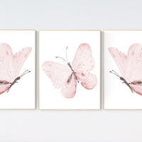 Butterfly Nursery Art: Light Pink Watercolor Prints