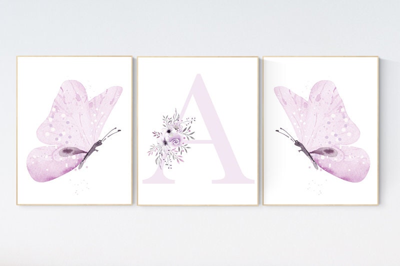 Nursery decor girl lavender, butterfly, nursery decor girl name, lilac, Butterfly Nursery Art, Girl Nursery Art, purple, girl nursery