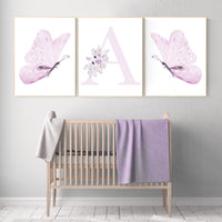 Nursery decor girl lavender, butterfly, nursery decor girl name, lilac, Butterfly Nursery Art, Girl Nursery Art, purple, girl nursery