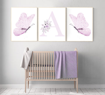 Nursery decor girl lavender, butterfly, nursery decor girl name, lilac, Butterfly Nursery Art, Girl Nursery Art, purple, girl nursery