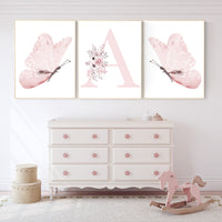 Nursery decor girl butterflies, Butterfly Nursery Art, Girl Nursery Art, Butterfly Nursery Decor for Baby Girl, Butterfly Art, light pink