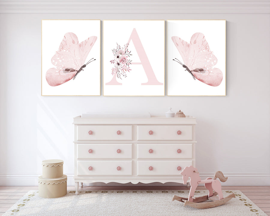 Nursery decor girl butterflies, Butterfly Nursery Art, Girl Nursery Art, Butterfly Nursery Decor for Baby Girl, Butterfly Art, light pink