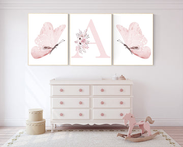 Nursery decor girl butterflies, Butterfly Nursery Art, Girl Nursery Art, Butterfly Nursery Decor for Baby Girl, Butterfly Art, light pink