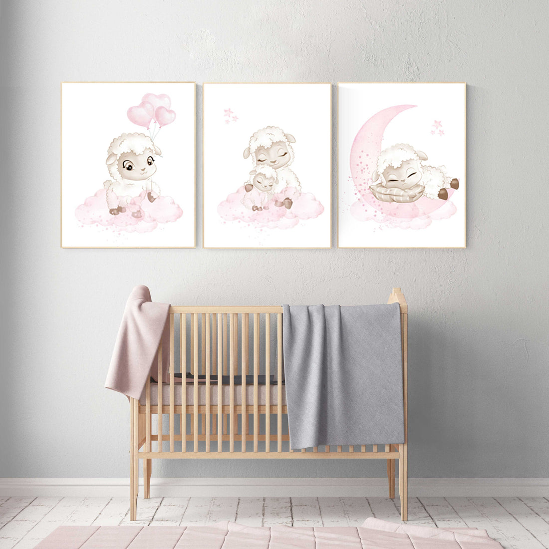 Sheep nursery decor, Nursery decor girl, nursery decor lamb, nursery wall art sheep, baby room wall art, baby room decor girl, farm animals