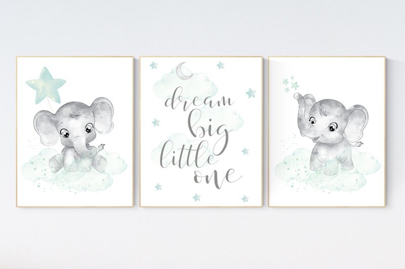 Elephant themed nursery, nursery pictures, baby room pictures, gender neutral, nursery decor neutral, mint green nursery, baby room ideas
