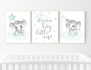 Elephant themed nursery, nursery pictures, baby room pictures, gender neutral, nursery decor neutral, mint green nursery, baby room ideas