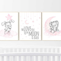 Nursery decor girl bunny, bunny print set, pink and gray nursery, rabbit nursery decor, girl nursery, bunny art, Bunny print nursery