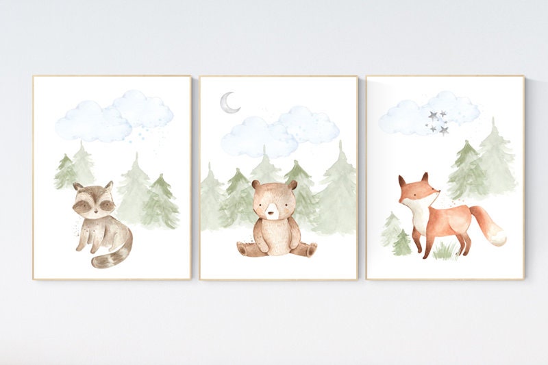 Animal nursery, gender neutral nursery, Woodland Nursery, Woodland Prints, animal prints, Woodland Animal Prints, girl nursery, boy nursery