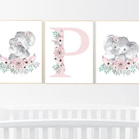 Nursery decor girl boho, elephant nursery wall art, nursery decor girl floral, nursery decor girl woodland, floral nursery, boho nursery