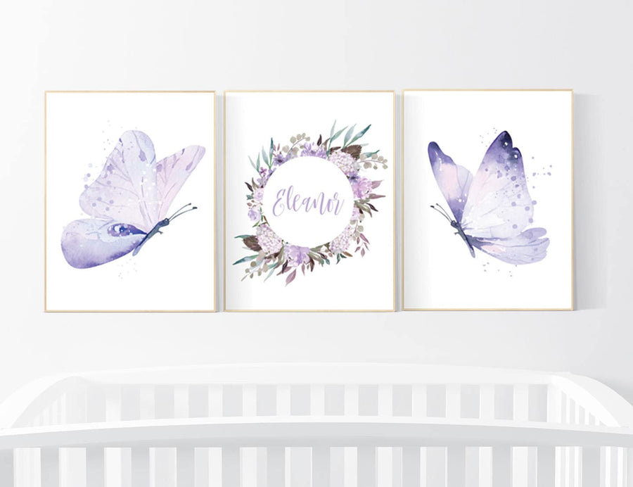 Nursery decor girl butterfly, nursery decor purple, nursery decor girl lilac, Butterfly Nursery Art, Girl Nursery Art, Butterfly Wall Art