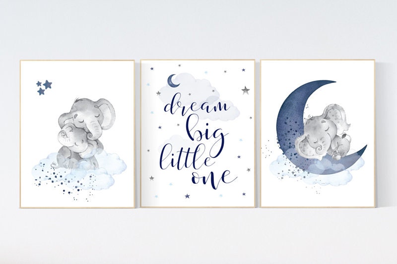Nursery decor boy, Navy nursery decor, moon and stars, navy blue nursery art. baby room wall art, boy nursery decor, nursery prints boy,