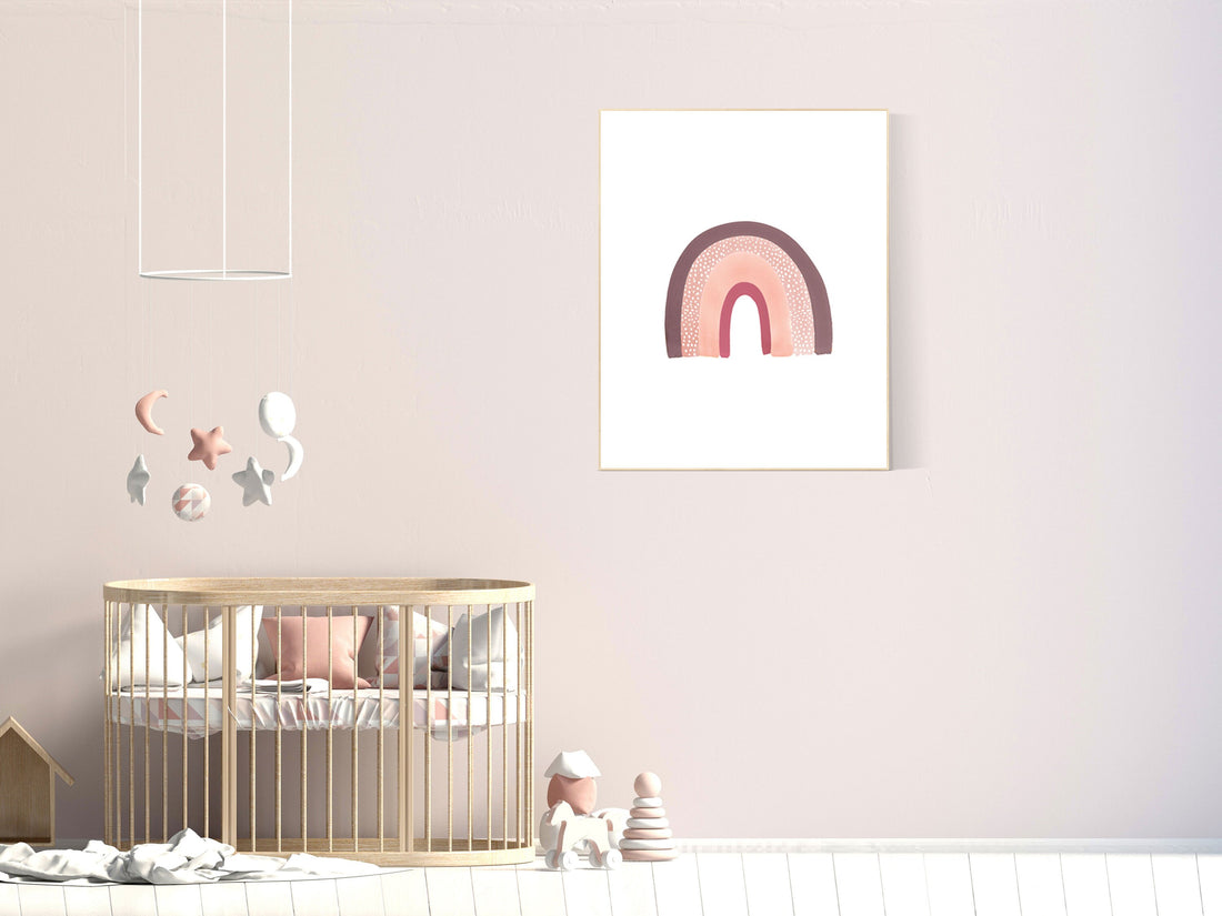 Nursery prints rainbow, Nursery decor girl, blush pink, taupe, nursery wall art girl, rainbow art, girl room decor, rainbow wall decor