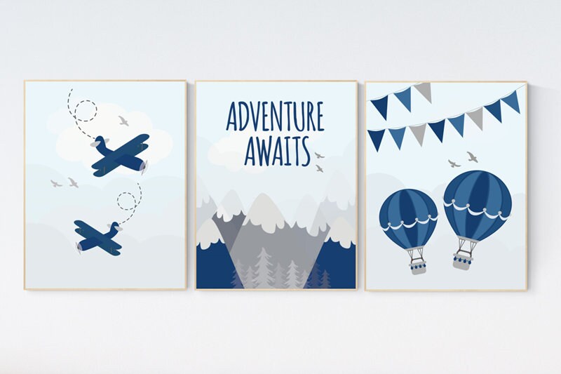 Nursery decor boy mountain, adventure nursery, nursery decor boy plane, world map, adventure awaits, mountain nursery, boy nursery ideas