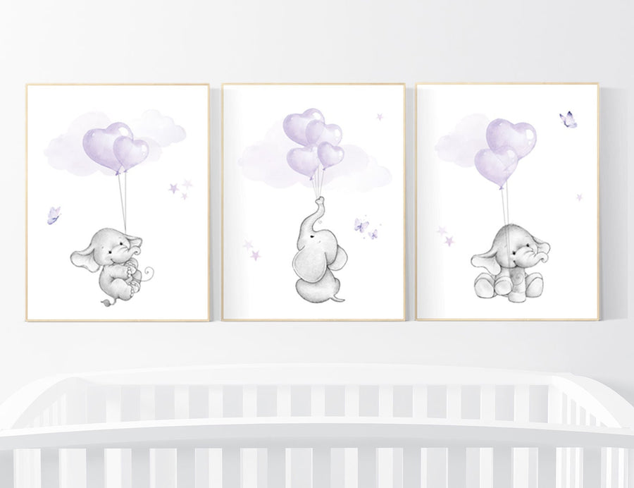 nursery decor girl purple, nursery decor girl lavender and gray, lavender and gray, nursery decor elephant, elephant nursery, lilac nursery