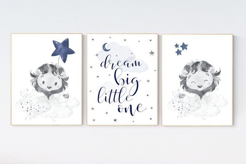 Lion nursery wall art, Nursery prints boy, navy nursery art, boy nursery ideas, boy nursery decor, safari animals, animal prints, boys room
