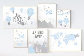 Nursery decor boy adventure, explore, nursery decor boy airplane, world map nursery,  baby blue nursery, boy nursery decor, woodland nursery